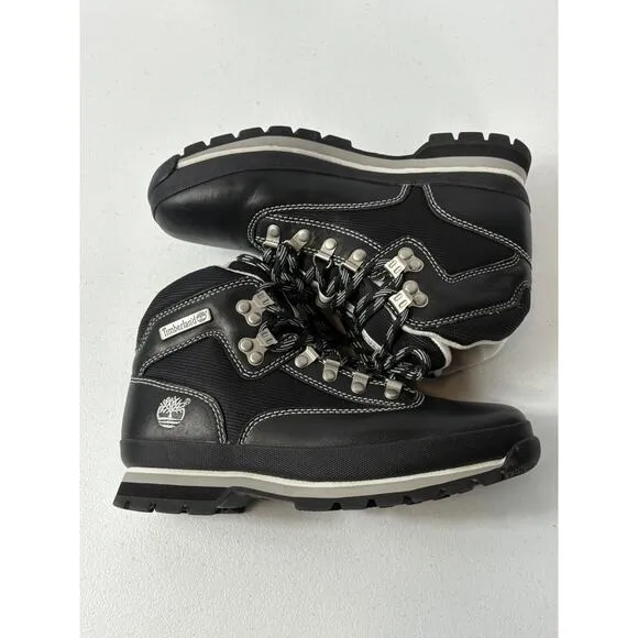 Timberland Boots Women Sz 8.5 Med Rare Black Euro Hiker Leather Shoes Outdoor