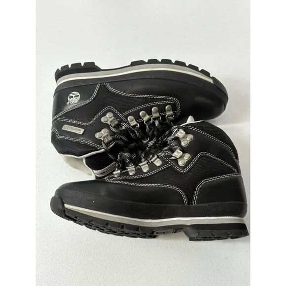 Timberland Boots Women Sz 8.5 Med Rare Black Euro Hiker Leather Shoes Outdoor
