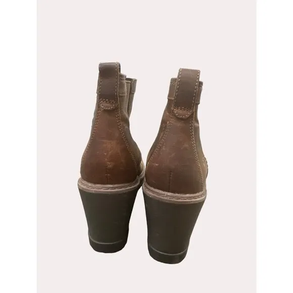 Timberland grip stick women’s brown leather wedge ankle boots 8.5 SKU 6264
