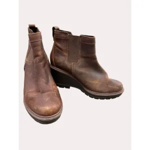 Timberland grip stick women’s brown leather wedge ankle boots 8.5 SKU 6264