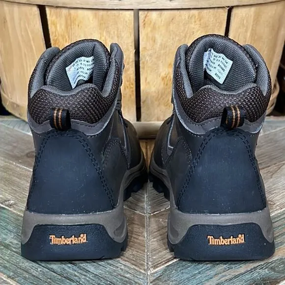 Timberland Mt. Maddsen Mid Brown Leather Waterproof Trail Hiking Boots Boys 3