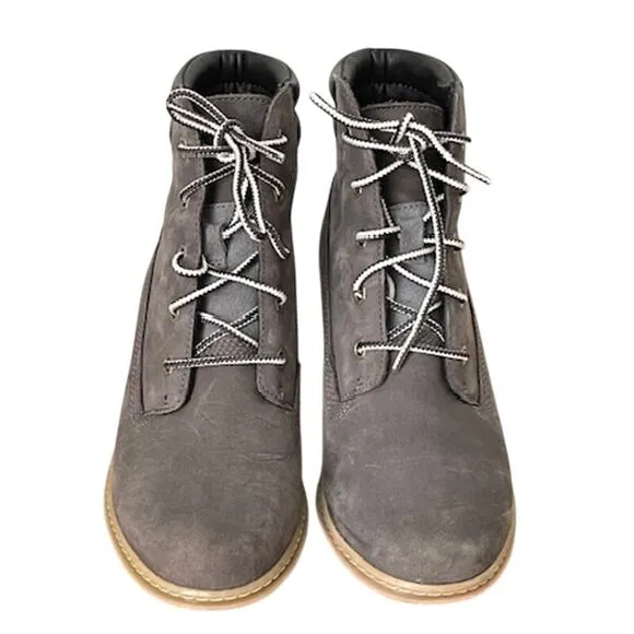Timberland Wedge Bootie Nubuck Leather Gray Ankle Boots