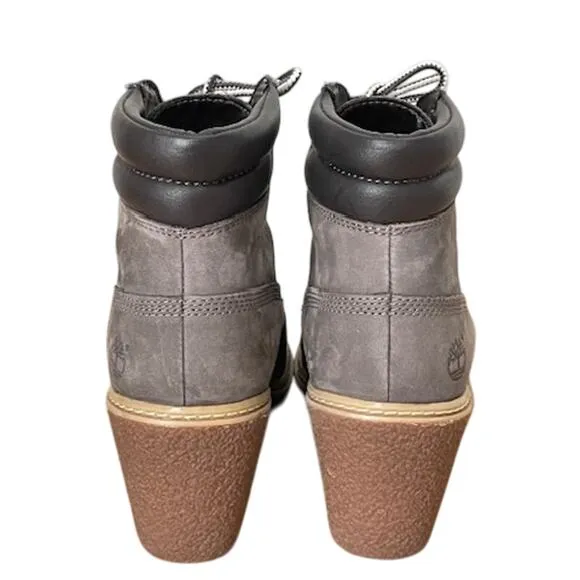 Timberland Wedge Bootie Nubuck Leather Gray Ankle Boots