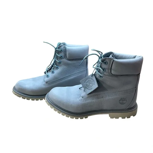 Timberland Women’s Boots Lace Up Ankle Blue Leather Waterproof Blue 8.5M