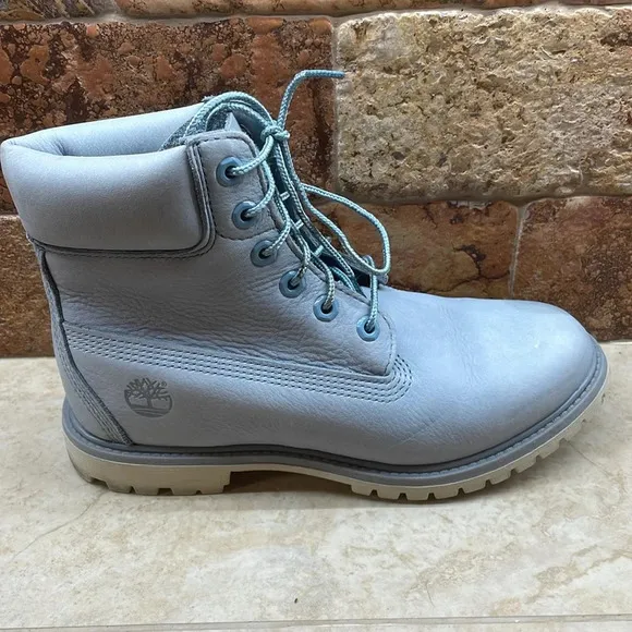 Timberland Women’s Boots Lace Up Ankle Blue Leather Waterproof Blue 8.5M