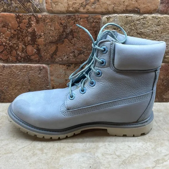 Timberland Women’s Boots Lace Up Ankle Blue Leather Waterproof Blue 8.5M
