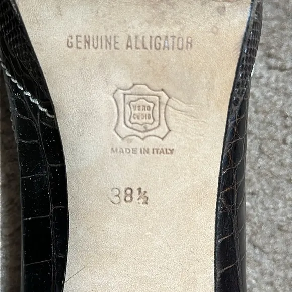 Titti Dell'Acqua Genuine Alligator Peep Toe Platform Heels, Size 8.5