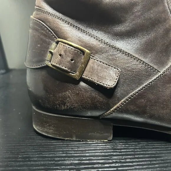 To Boot New York by Adam Derek Men's Brown Leather Ankle Strap Zip Boots Size 12