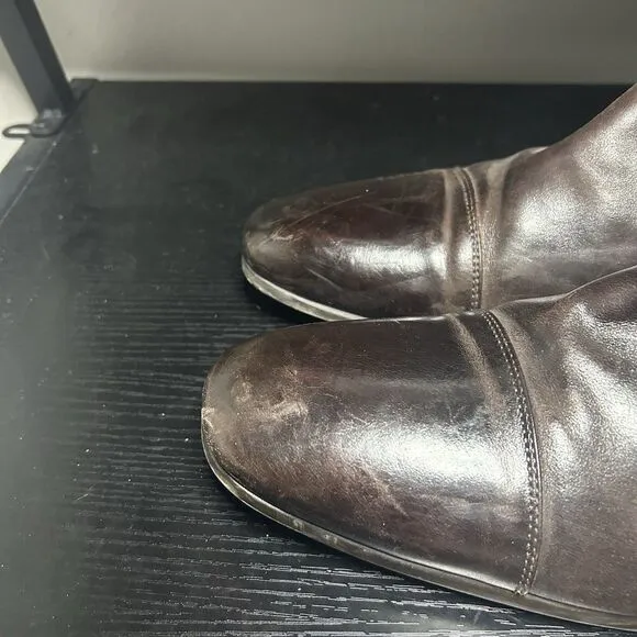 To Boot New York by Adam Derek Men's Brown Leather Ankle Strap Zip Boots Size 12