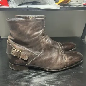 To Boot New York by Adam Derek Men's Brown Leather Ankle Strap Zip Boots Size 12