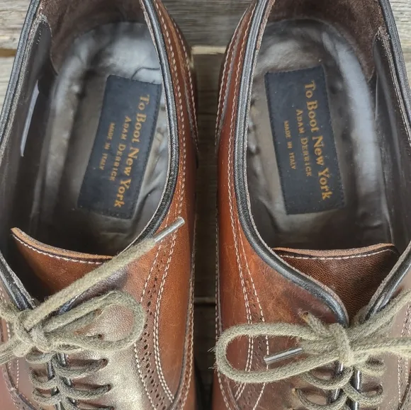 To Boot New York Italy Adam Derrick Antiqued Brown Leather Dress Oxford Shoe 9.5
