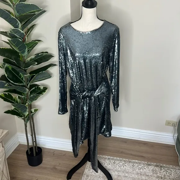 Toccin New York Front Tie Sequin Mini Dress