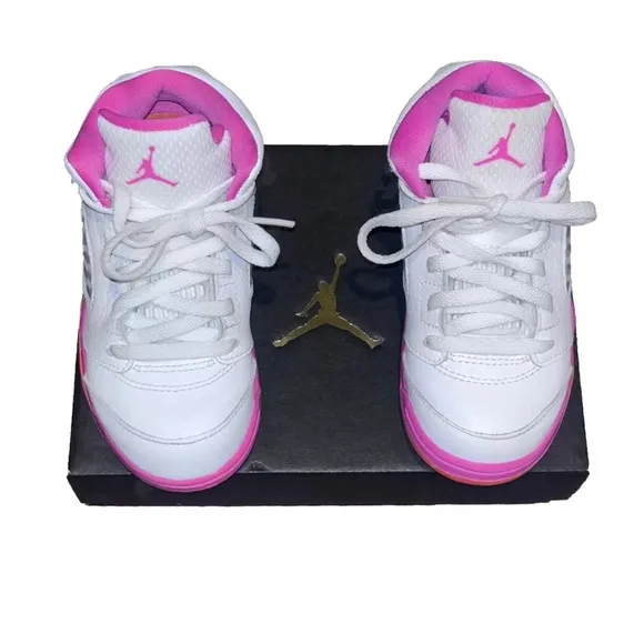 Toddler's Jordan 5 Retro White/Pinksicle-Safety Orange (725172 168) Size 9C