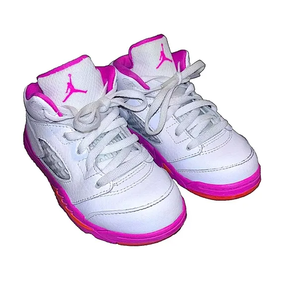 Toddler's Jordan 5 Retro White/Pinksicle-Safety Orange (725172 168) Size 9C