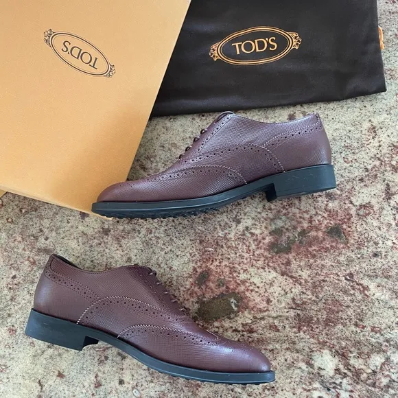 Tod’s NWT★NIB Lace Up Women’s Cordovan Wingtip Oxfords Handmade In Italy ★RARE★