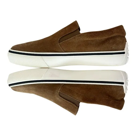 Tod’s Slip On Shoes Men’s Brown Suede Logo Print Slip On Shoes Todd US 7.5