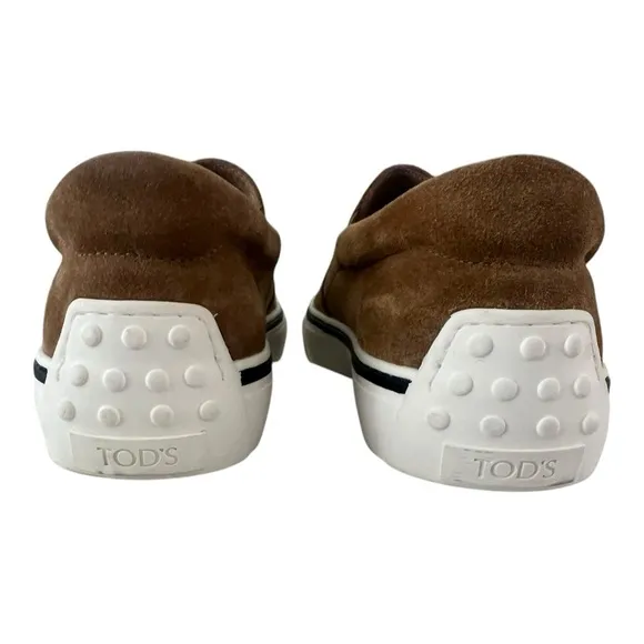 Tod’s Slip On Shoes Men’s Brown Suede Logo Print Slip On Shoes Todd US 7.5