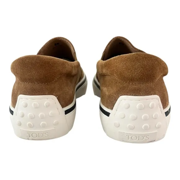 Tod’s Slip On Shoes Men’s Brown Suede Logo Print Slip On Shoes Todd US 7.5
