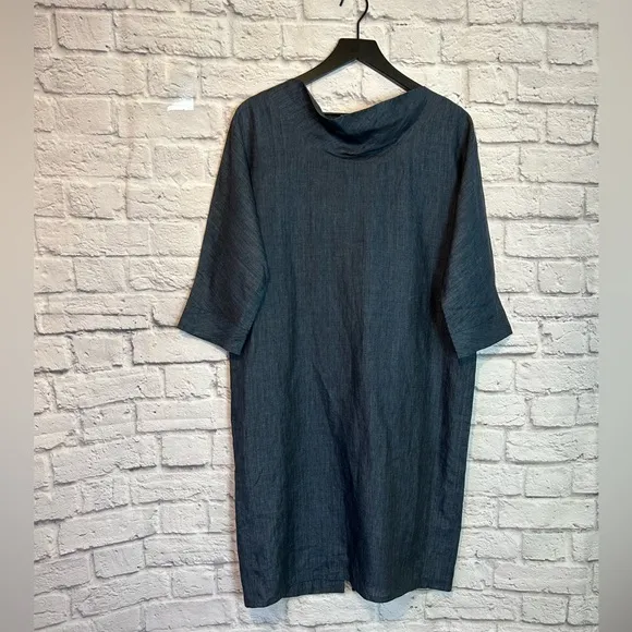 Tom and Linda Platt blue linen dress size 8| Lagenlook