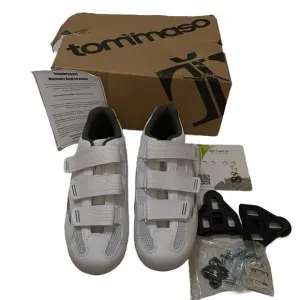 Tommaso Women's Sz 6 Pista 100 Cycling Shoes White Silver Fits Cleats 2 &amp; 3 Eu36