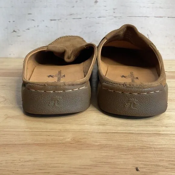 Tommy Bahama Men's Size 8.5M Brown/Tan Leather Slide Shoe Slippers