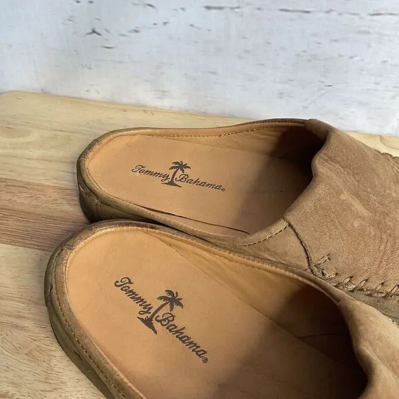Tommy Bahama Men's Size 8.5M Brown/Tan Leather Slide Shoe Slippers