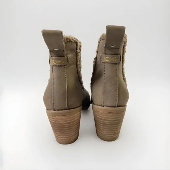 TOMS Everly Leather Women's Tan Heeled Ankle Boots Size 7.5 Neutral Comfort