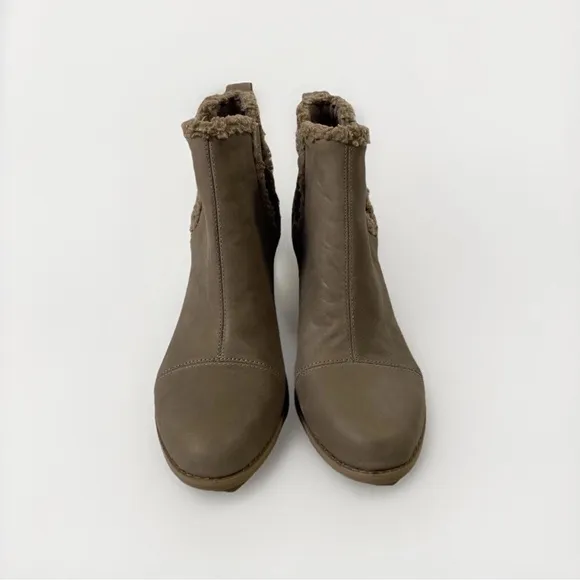 TOMS Everly Leather Women's Tan Heeled Ankle Boots Size 7.5 Neutral Comfort