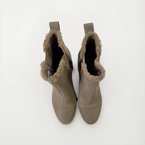 TOMS Everly Leather Women's Tan Heeled Ankle Boots Size 7.5 Neutral Comfort