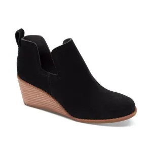 Toms Kallie Boots Women's US 7 Black Wedge Heel Round Toe Ankle Bootie ZPO1389