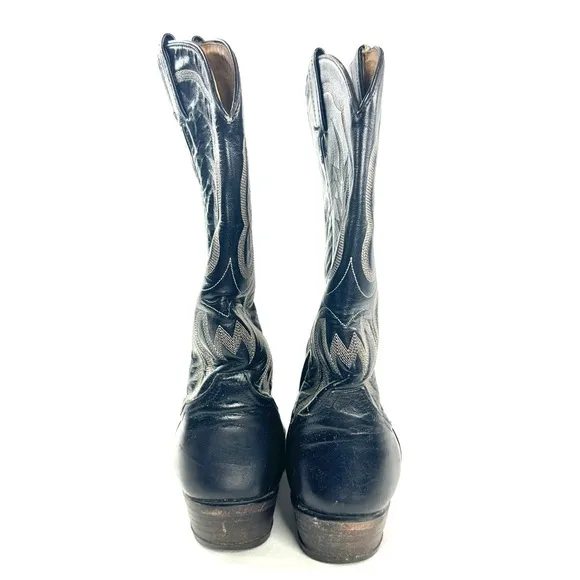Tony Lama Stallion Men Size 8 Black Leather Western Cowboy Boot 2914