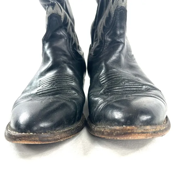 Tony Lama Stallion Men Size 8 Black Leather Western Cowboy Boot 2914