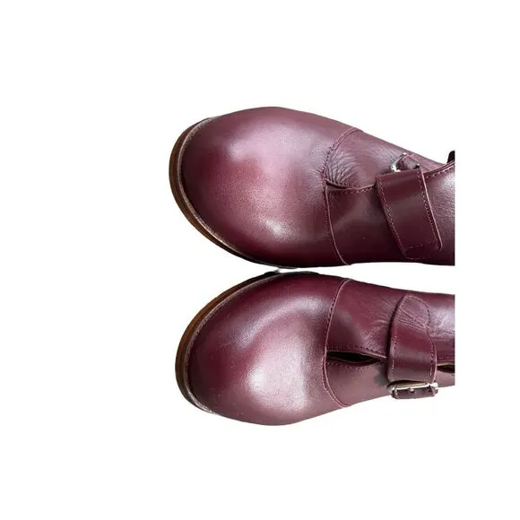 TopShop Burgundy Leather Jigsaw Boot Shoes Size 7.5