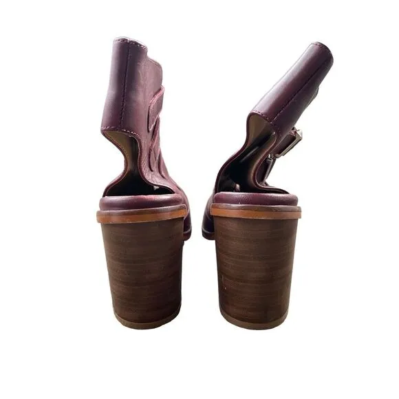 TopShop Burgundy Leather Jigsaw Boot Shoes Size 7.5