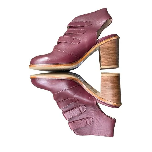 TopShop Burgundy Leather Jigsaw Boot Shoes Size 7.5