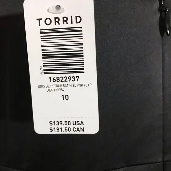 Torrid NWT Black Satin Skater Cocktail Dress Size 10