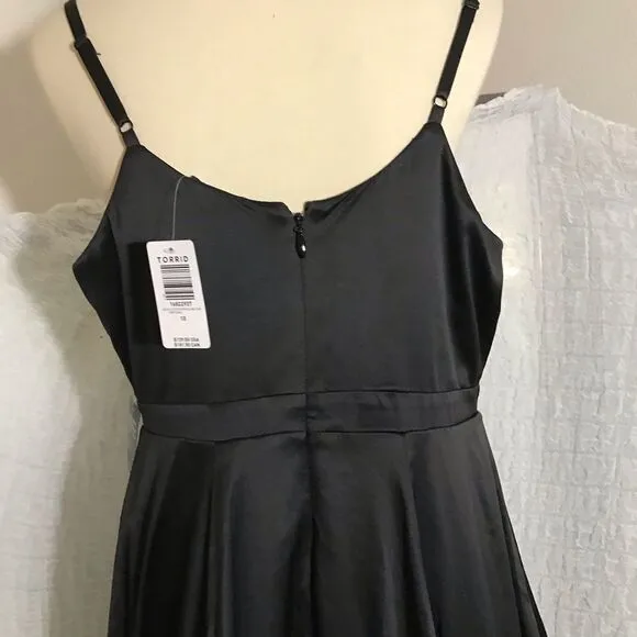 Torrid NWT Black Satin Skater Cocktail Dress Size 10
