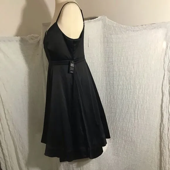 Torrid NWT Black Satin Skater Cocktail Dress Size 10