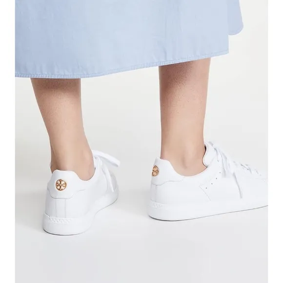 Tory Burch Classic Howell Court White Leather Tennis Shoes Size 8