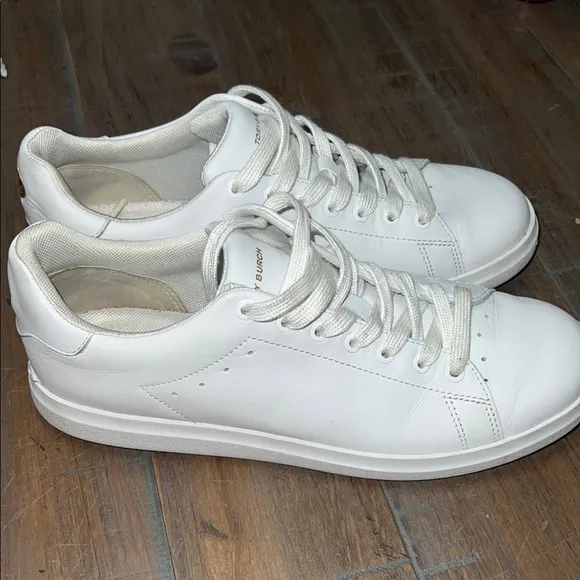 Tory Burch Classic Howell Court White Leather Tennis Shoes Size 8