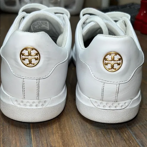 Tory Burch Classic Howell Court White Leather Tennis Shoes Size 8