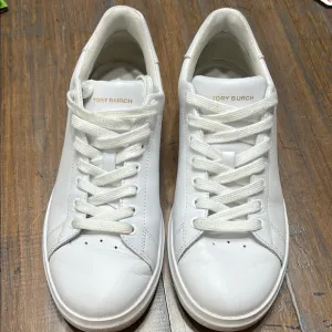Tory Burch Classic Howell Court White Leather Tennis Shoes Size 8