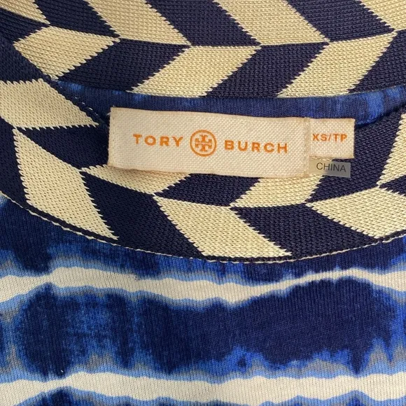 TORY BURCH cotton tie die long sleeve crew neck slip dress mini dress size XS