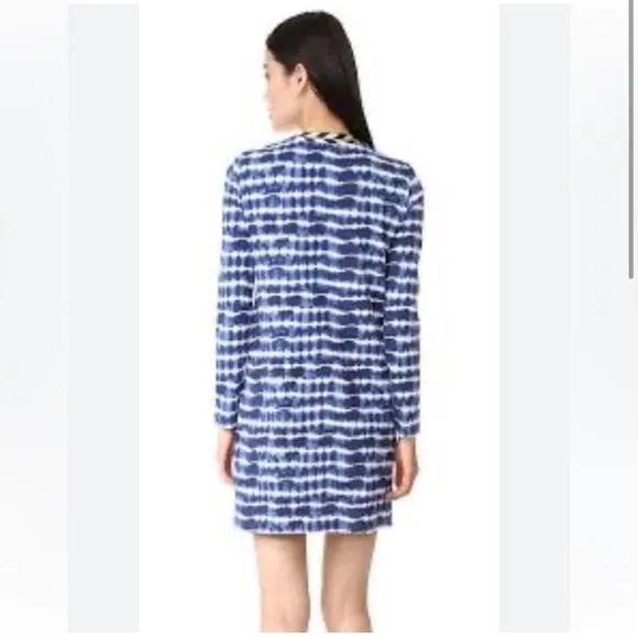 TORY BURCH cotton tie die long sleeve crew neck slip dress mini dress size XS