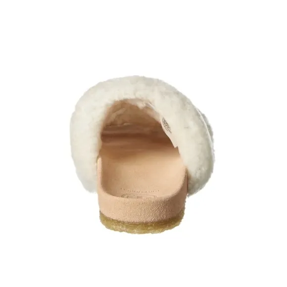 Tory Burch Fur slippers Beige sz 8 Sheldon Shearling Two Band Slide