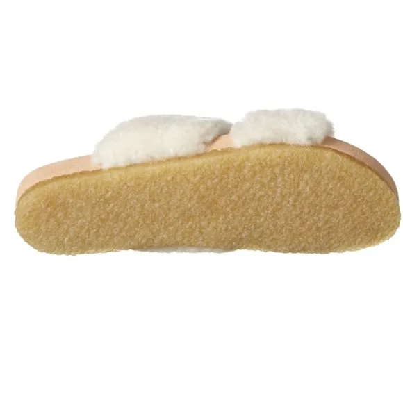 Tory Burch Fur slippers Beige sz 8 Sheldon Shearling Two Band Slide