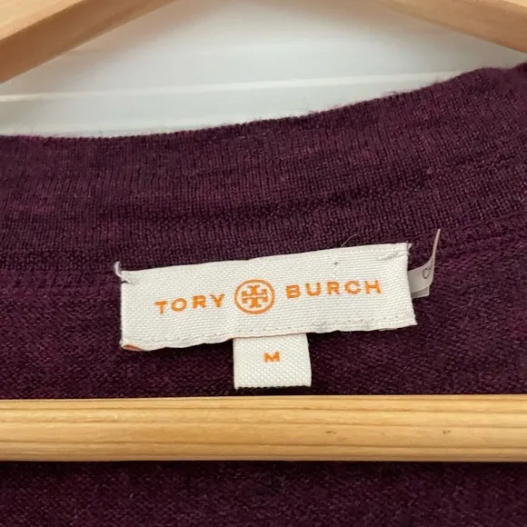 Tory Burch Simone Merino Wool Logo Button Cardigan Sweater Quiet Luxury