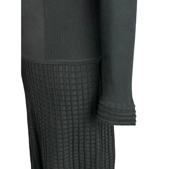 Tory Burch Womens Sz Large Midi Dress Black Long Sleeve Stretch LBD Minimalist