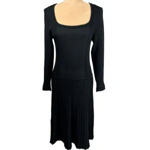 Tory Burch Womens Sz Large Midi Dress Black Long Sleeve Stretch LBD Minimalist