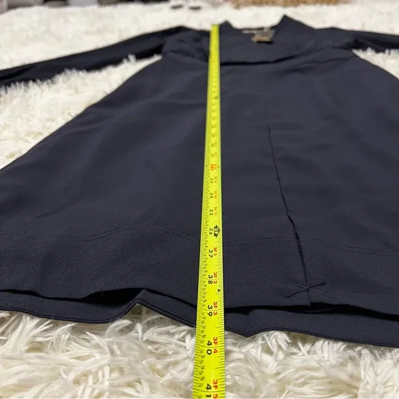 Tory Burch Women’s V Neck Long Sleeve Dress Knee Length 4 Navy Blue Quiet Luxury